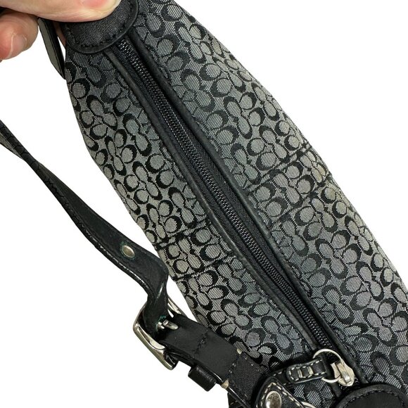 Vintage Coach Signature Mini C Canvas Leather Demi Mini Bag Shoulder Navy Y2K - Picture 10 of 11